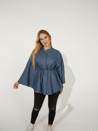 Denim blue butterfly Blouse