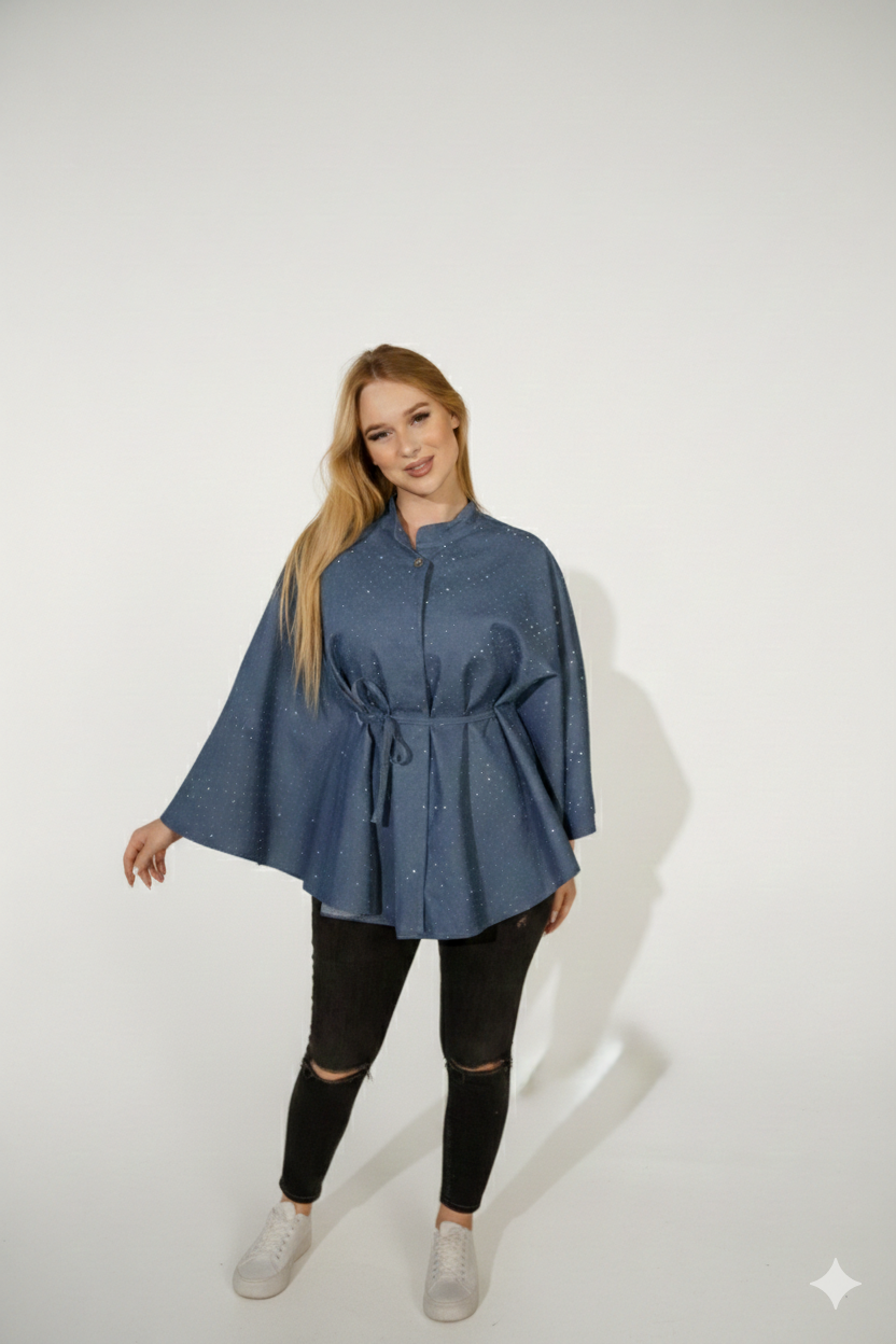 Denim blue butterfly Blouse